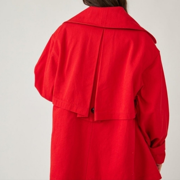 C- Free People Highlands Solid Peacoat/Jacket in High Risk Red NWT - Picture 3 of 8